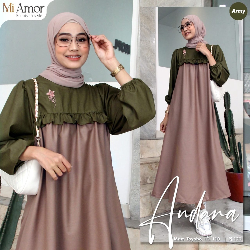 DRESS MIDI WANITA REMAJA KEKINIAN ANDARA DRESS, DRESS MIDI WANITA HIJAB // DRESS WANITA TERBARU, DRE
