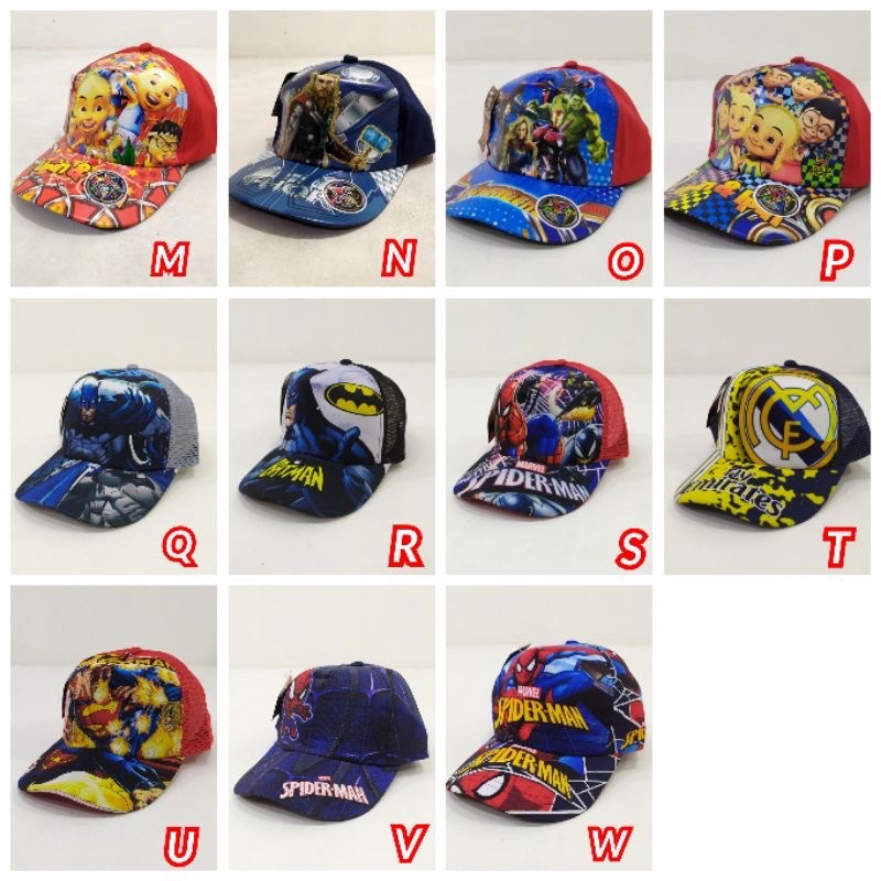 Topi anak karakter / topi anak lucu / topi bergambar / topi kids