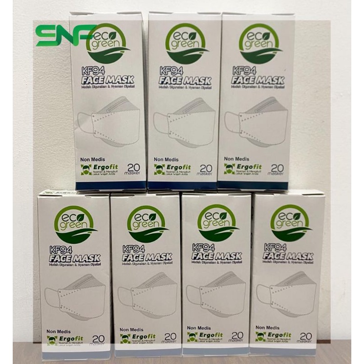 Masker ECO GREEN KF94 Box isi 20 pcs warna PUTIH
