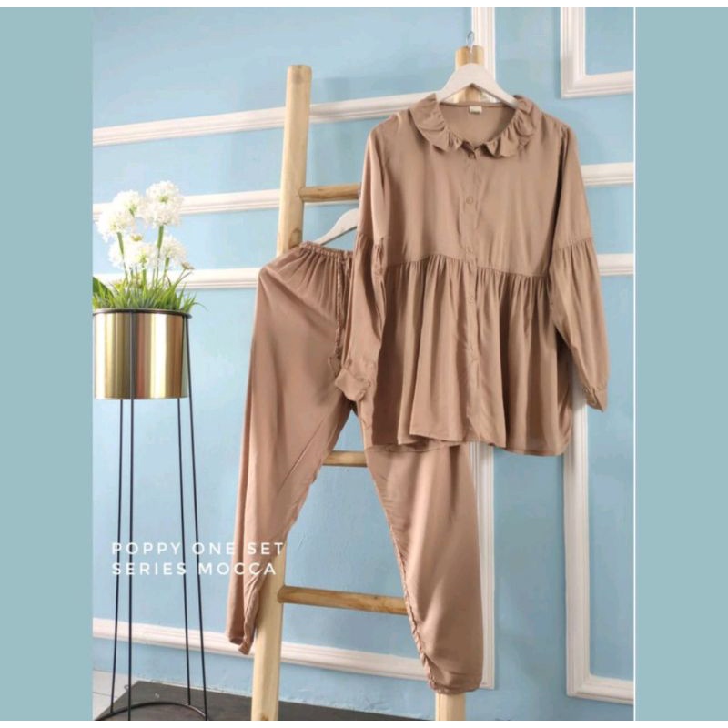 OMYRA ONE SET / KINAN LULU ESPANA LIVIA TARINA AVORA MADIA NACO ELINA ONE SET RAYON TIE DYE-Popy moka