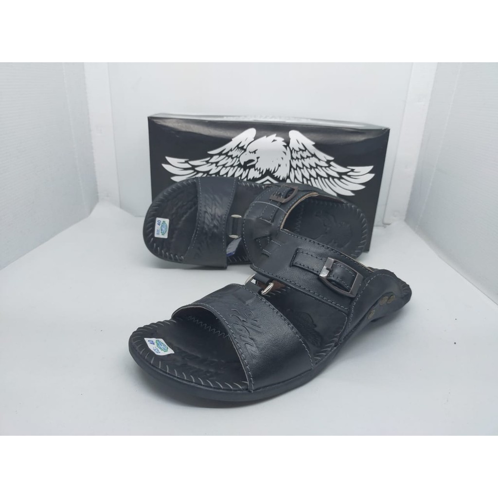 SaNDal Pria Slide Harley Original Bahan Kulit Santai Nyaman Jalan NgemalL HangOut Kekinian Keren02