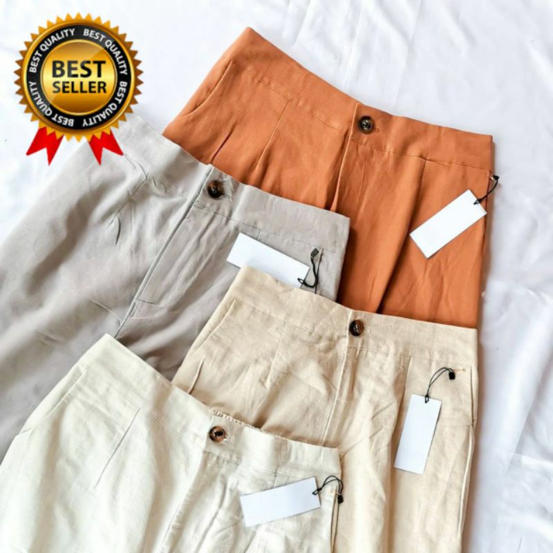 celana kulot.premium linen import. higwaist.