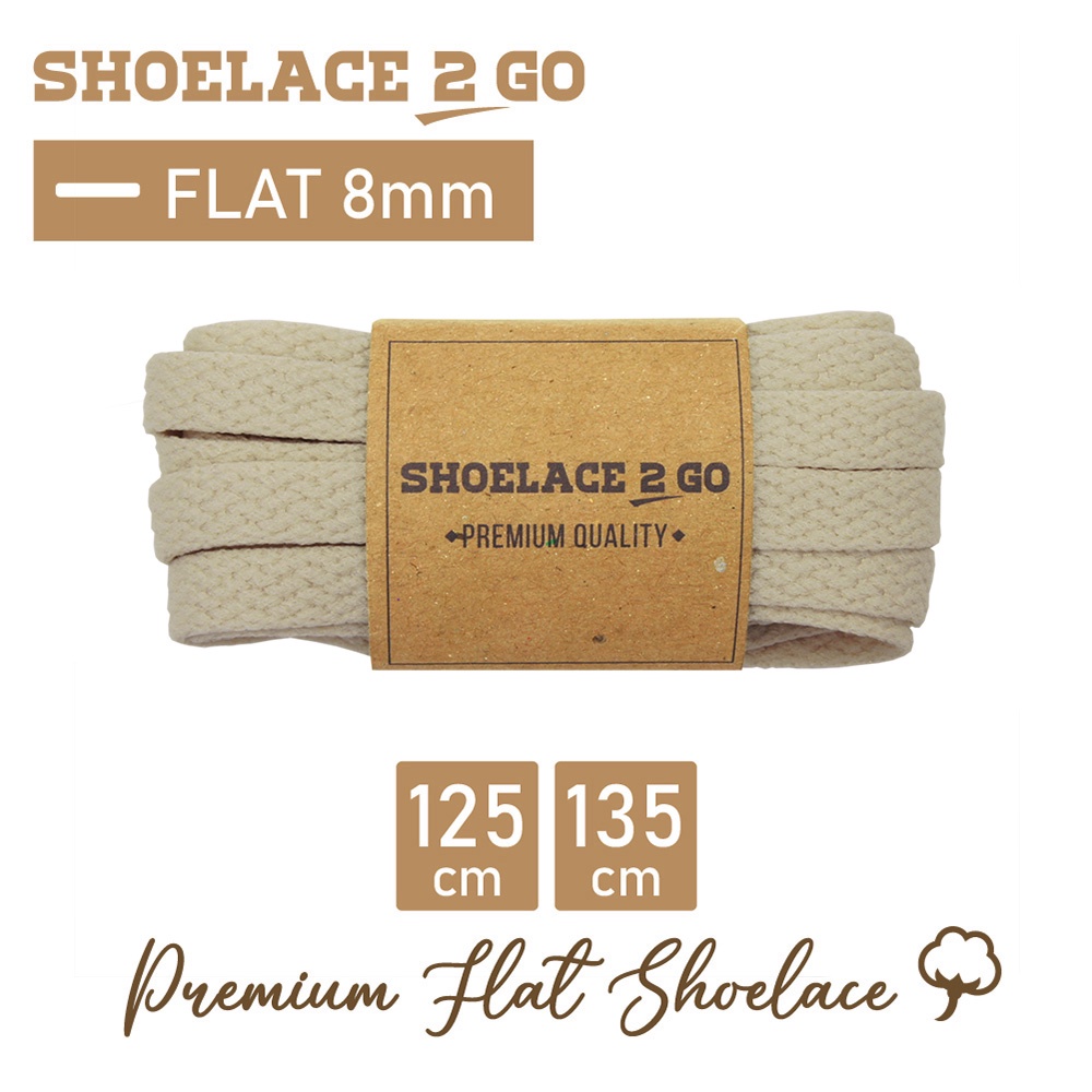 SHOELACE 2 GO PREMIUM TALI SEPATU GEPENG PIPIH FLAT D2 - BEIGE