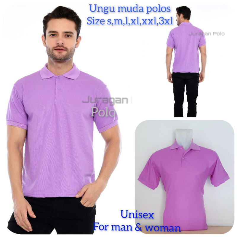 kaos polos/kaos kerah lakos pdk/pjg seri ungu kerah polos/kerah kombinasi