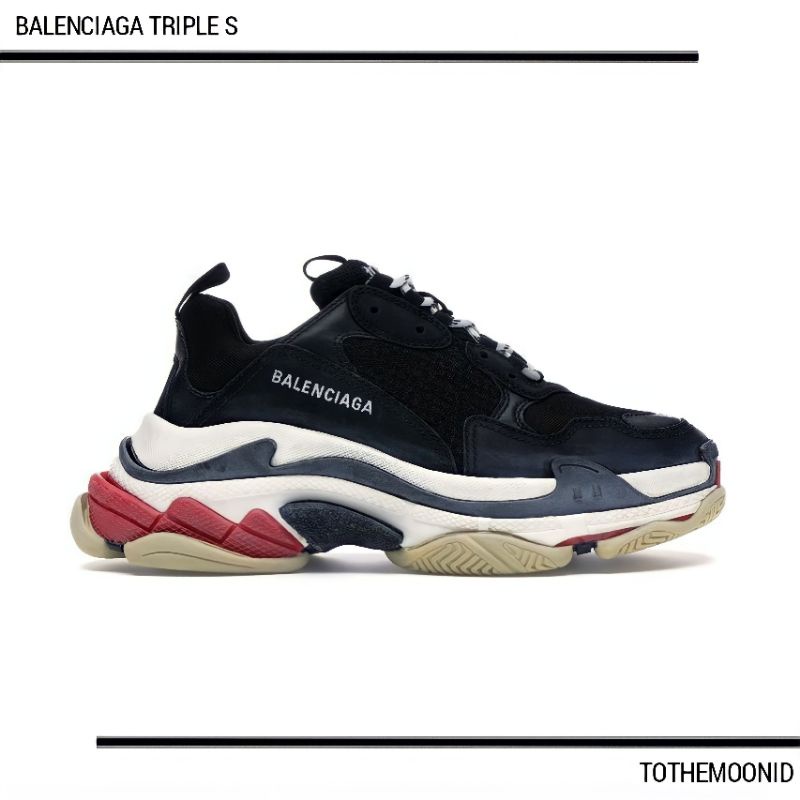 Jual Balenciaga Triple S Black Red White Authentic ( 2018 Reissue ...