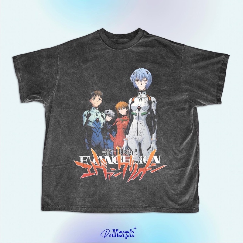 NEON GENESIS EVANGELION, OVERSIZE HEAVY COTTON T-SHIRT/ WASHED VINTAGE RAP BOOTLEG TEE