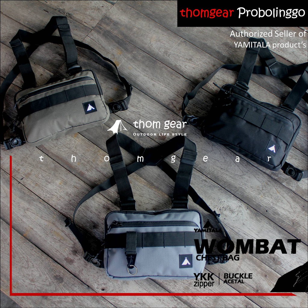 YAMITALA WOMBAT Tas Dada Chest Bag Chestbag Pria Wanita Tactical Riding Adventure Hitam Army Grey Yamitala Wombat Thomgear Kraksaan Probolinggo