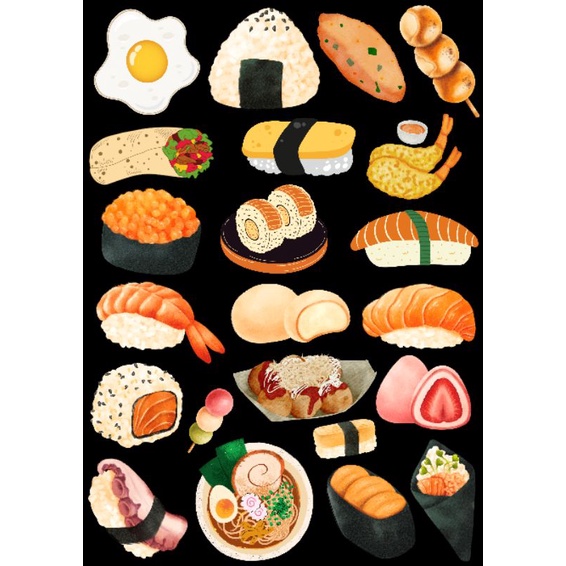 

Mini Stiker boba, sushi, cake ( 15-20 pcs) Stiker HP | stiker tumblr