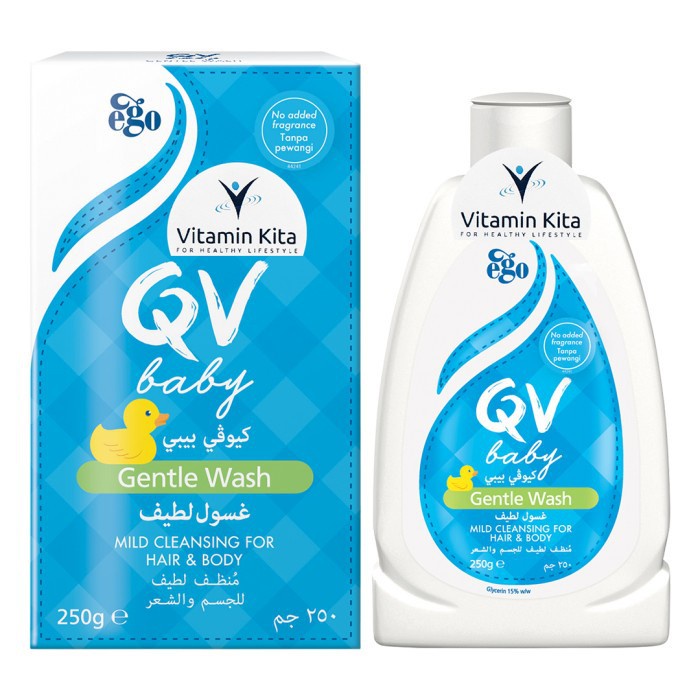 QV BABY GENTLE WASH 250G BPOM membersihkan badan &amp; rambut bayi