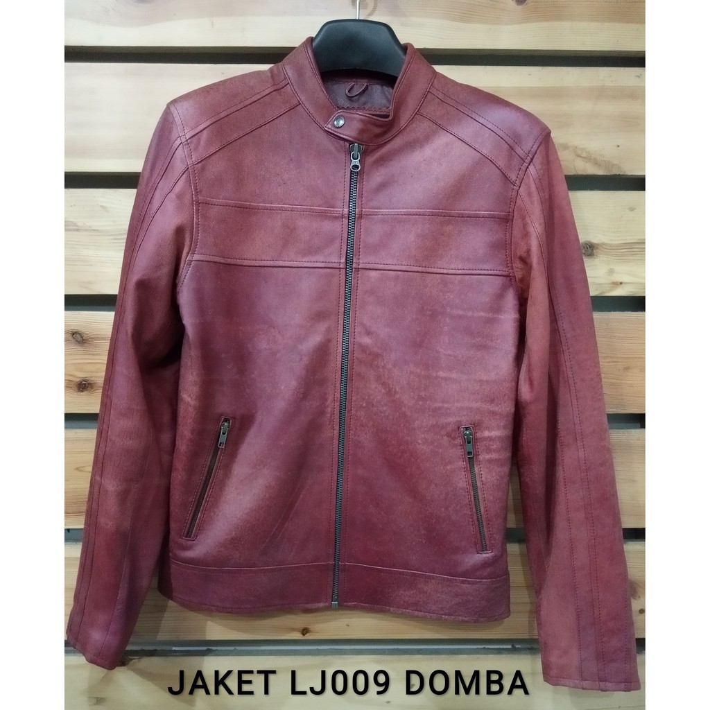 Bikers Jaket Kulit Maroon LJ009 Kulit Domba - Jaket Kulit Motor Pria