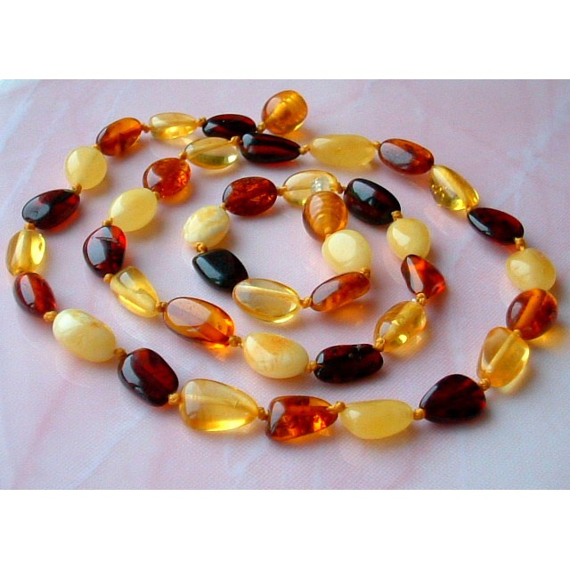 Natural Multi Color Baltic Amber Necklace 48cm 8gr JWG106