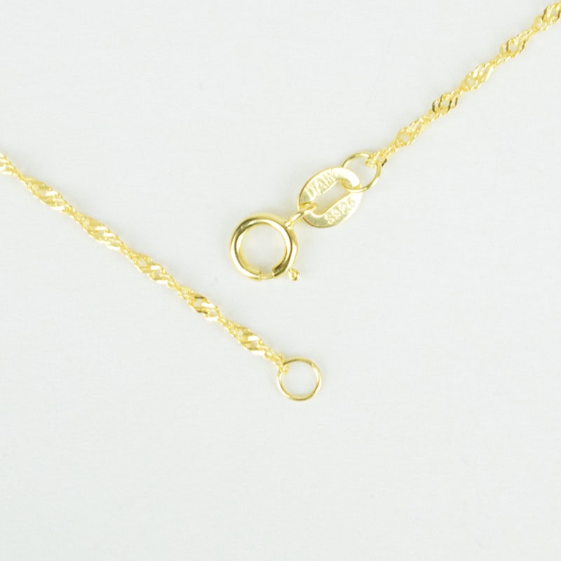 Nyata 925 rantai perak murni  Kalung 18 K Emas rantai gelombang air 16-24 inches Disepuh Emas Sederhana Gadis Fashion Perhiasan Hadiah