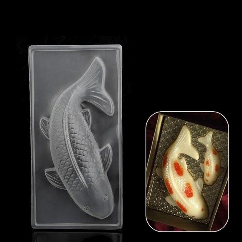 [Elegan] Baking Tools Plastik 3D Ikan Koi Handmade Sugarcraft Fondant DIY Cetakan Mold