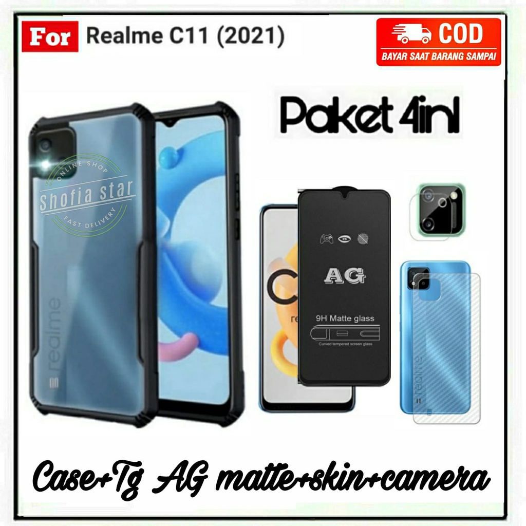 4IN1 CASE REALME C11 C12 C20 C21Y C25 C25S C21 C15 SOFTCASE SHOCKPROOF TRANSPARAN CAMERA PROTECT CASING