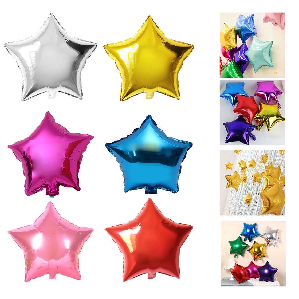 5pcs Balon Helium Foil Bentuk Bintang Ukuran 18 Inch Untuk Dekorasi Pesta Pernikahan