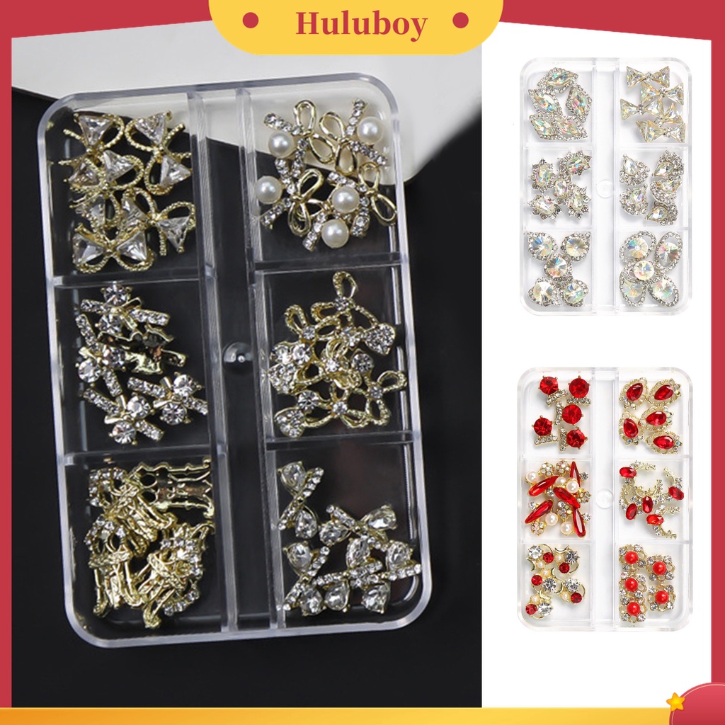 Huluboy Huluboy♡ Aksesoris Perhiasan Berlian Imitasi Bentuk Kupu-Kupu Bintang Bahan Alloy Untuk Dekorasi Manicure Nail Art