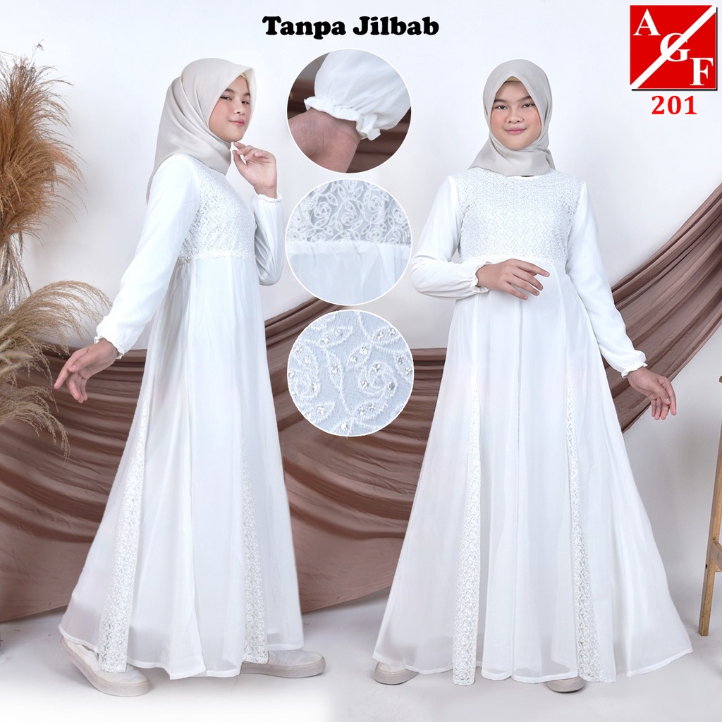 Agnes Baju Gamis Wanita Brukat / Dress Brukat Lebaran Umroh Haji / Busana Muslim Wanita 80930-1