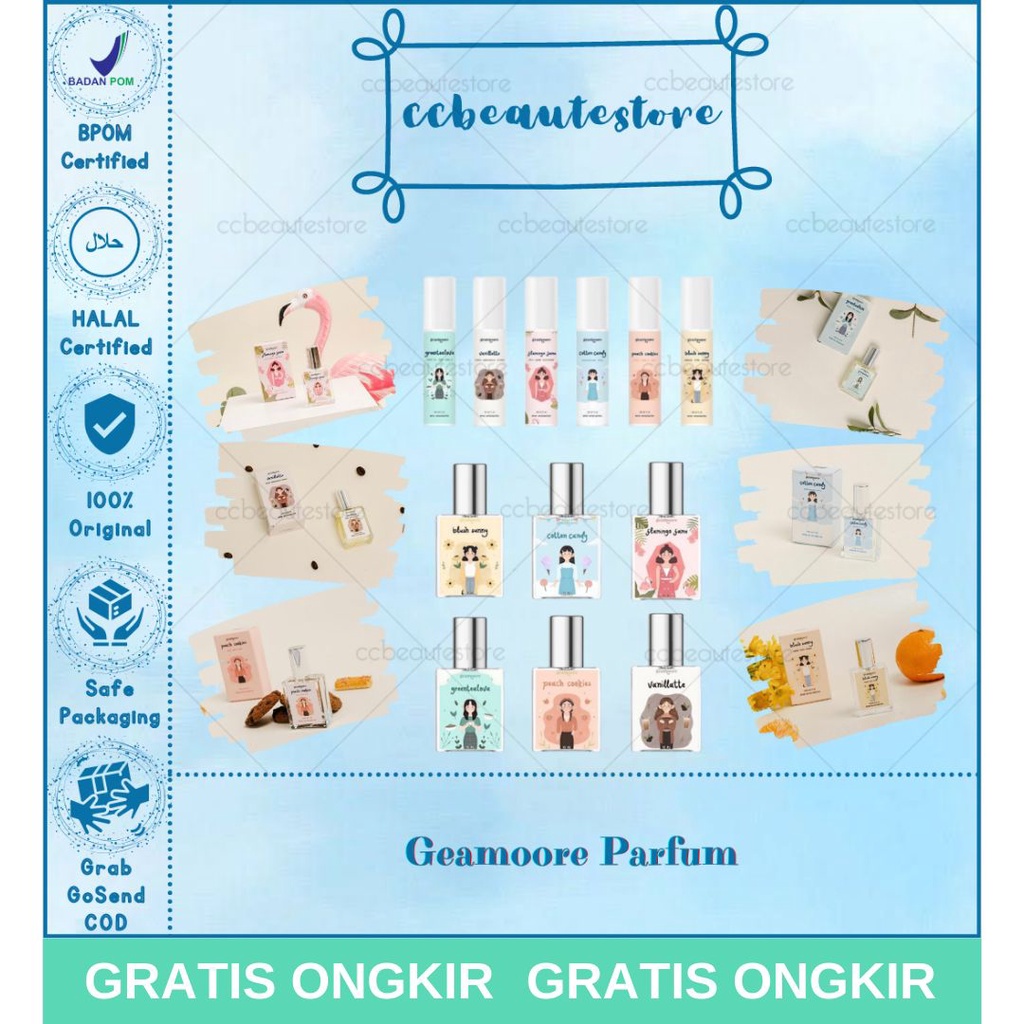 GEAMOORE Parfume Parfum 5ml BPOM / Inspired Parfum by GEAMOORE (Blush Sunny, Cotton Candy, Flamingo 