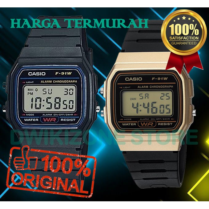 [GARANSI 1 TAHUN] 100% ORIGINAL JAM TANGAN CASIO F-91W F91W WATERPROOF ANTI AIR F91 W F 91 W WATCH