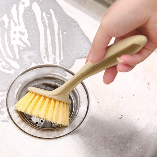 Sikat Pembersih Multifungsi / sikat pembersih dapur kuali / sikat wastafel / Sikat Gagang Panjang Bentuk Bulat SERBAGUNA Sikat Panci Pembersih Sudut Kloset WC Cuci Piring / Pencuci Peralatan Dapur / Kitchen Brush Pot Cleaning Tool Dishwashing Wood Brush