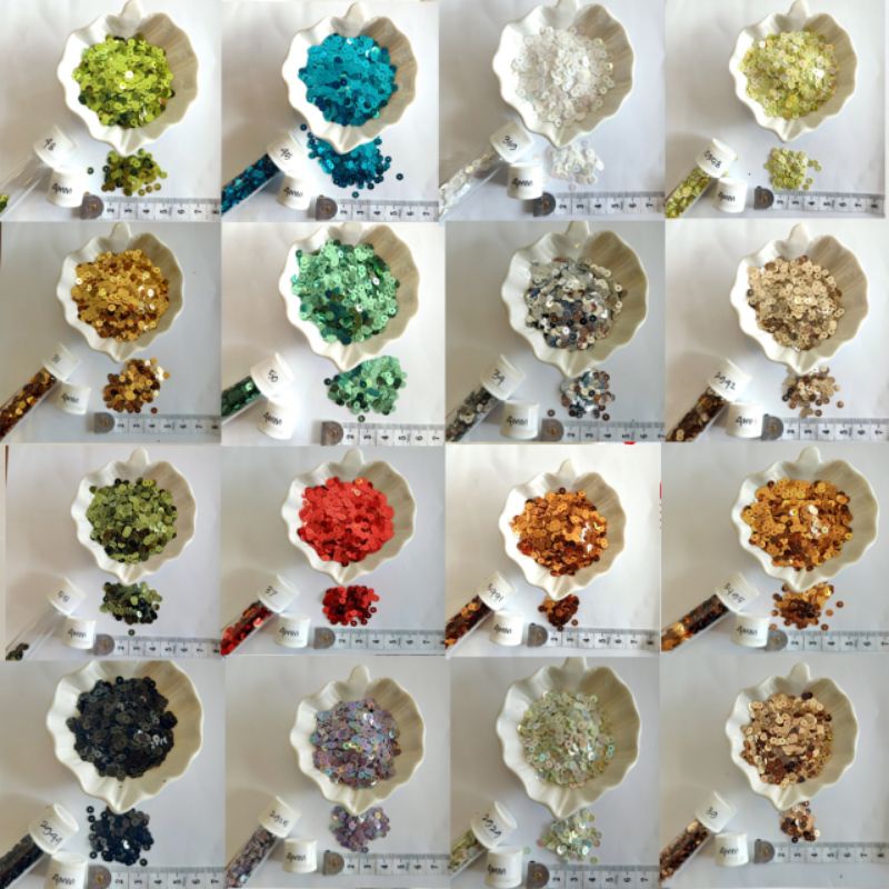 Payet Piringan 4mm / Sequin Aneka Warna Laser, Bening, Doff Mote / Manik / Ramboci - Zalia Payet