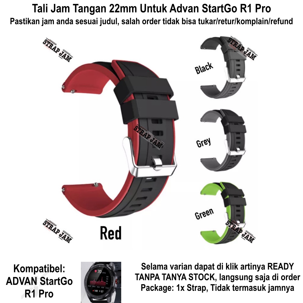 SSR Tali Jam Tangan Advan StartGo R1 Pro - Strap 22mm Rubber Silikon Sporty