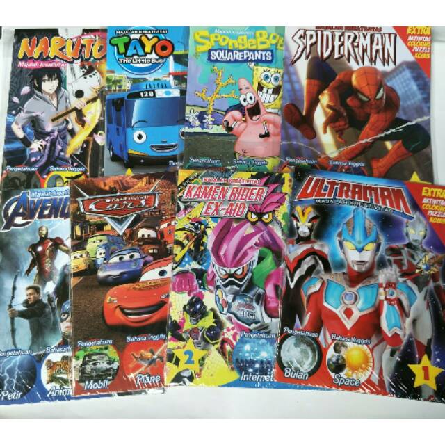 Buku Anak Laki / majalah aktivitas  6Buku Ultraman Cars Avenger dkk Campur