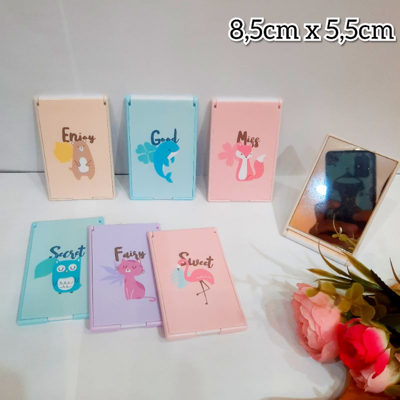 KACA LIPAT KECIL | CERMIN LIPAT KARAKTER MURAH | CERMIN KACA TRAVELING-B