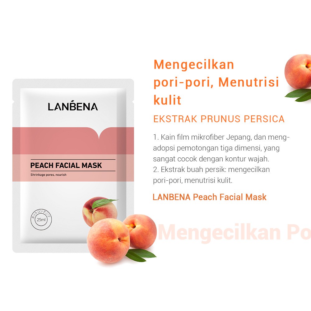 [BPOM] LANBENA Sheet Mask Orange // Peach // Avocado // Cherry Blossom // Aloe Vera // Tea Tree //  Pore Treatment