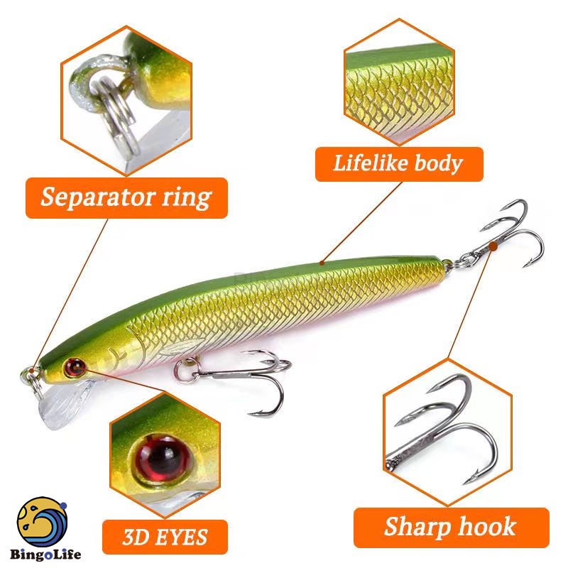 Lure Minnow Sinking Umpan Pancing Swimbait Fishing Lure Bass Wobbler Ikan Kecil Kail Memancing Kait