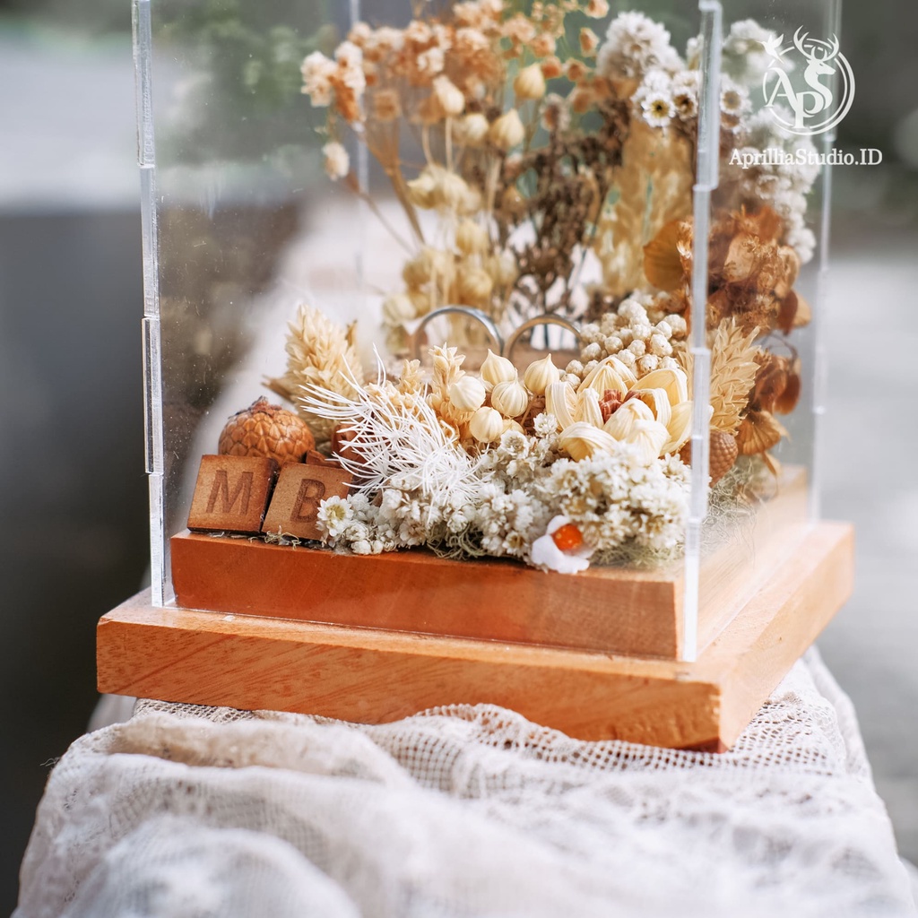 KOTAK PERHIASAN LAMARAN | TEMPAT CINCIN PERNIKAHAN RUSTIC KINASIH 15X12X12 CM