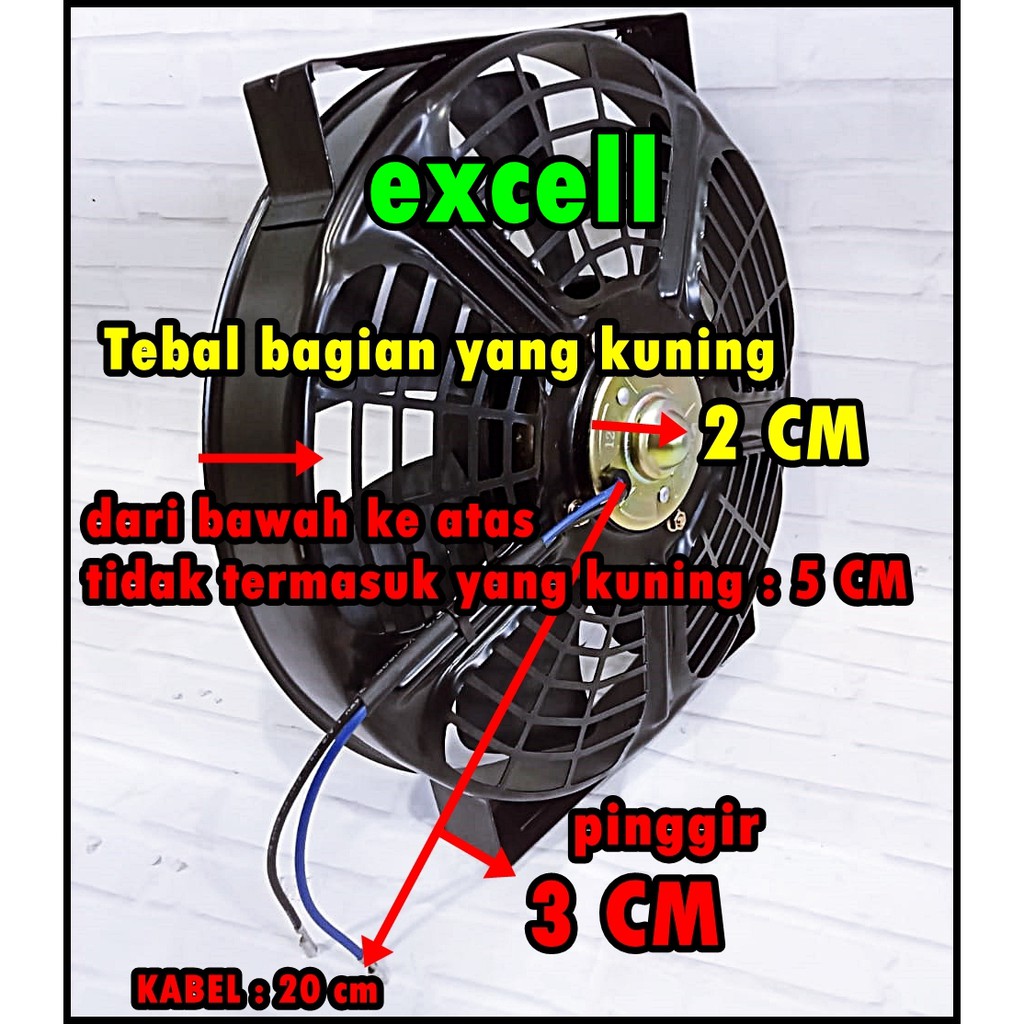 Extra Fan Kipas motor Ac mobil Universal kondensor radiator Rangka Besi 12v 10” inch inches