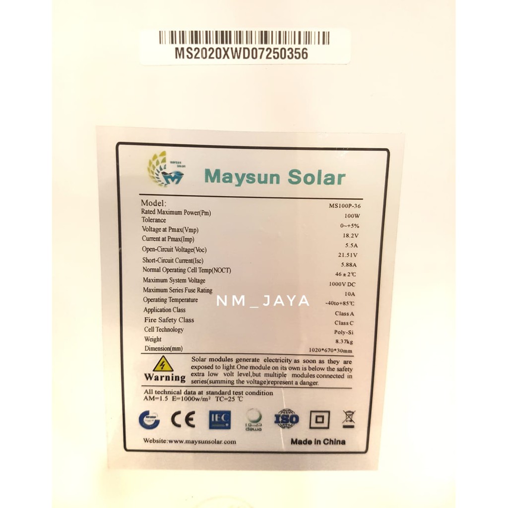 Paket Hemat Solar Panel 100WP  Controller 10A MC4 dan Kabel 2 Mtr