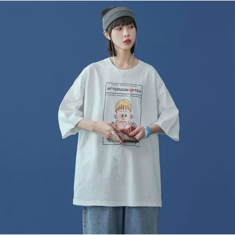 Afternoon Tea Unisex Loose-Fit Printed Comics T-Shirt