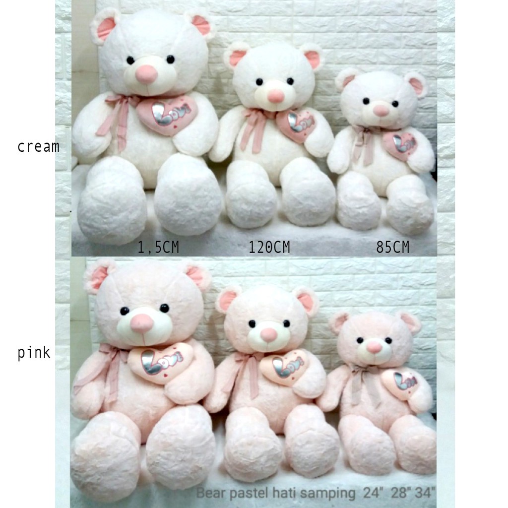 BONEKA TEDDY BEAR LOVE PASTEL VALENTINE KADO ULTAH SHABBY CHIC BERUANG TEDY