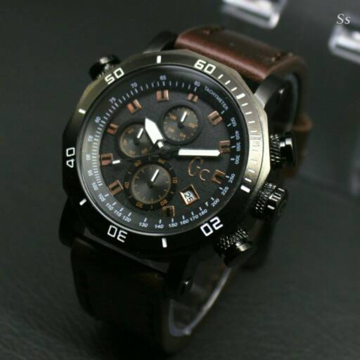 Cuci gudang Jam Tangan Pria Gc Tali Kulit Terlaris Kekinian