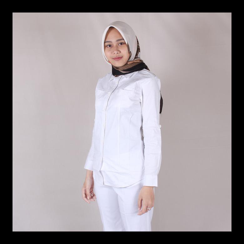 | Kemeja Putih Polos Wanita Baju Formal Cewek Baju Kantor Kerja |