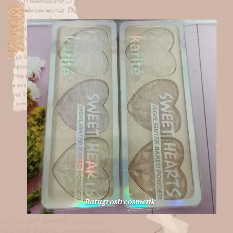 HIGHLIGHTER BAKED POWDER SWEET HEARTS KARITE NO.23073/HIGHLIGHTER BAKED SEGITIGA KARITE NO.23072