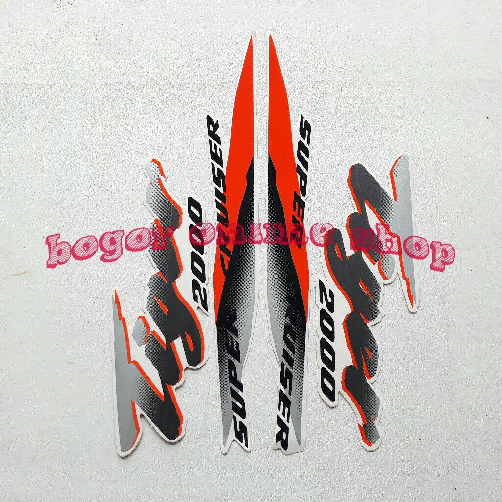 stiker striping motor tiger 2000 putih-orange