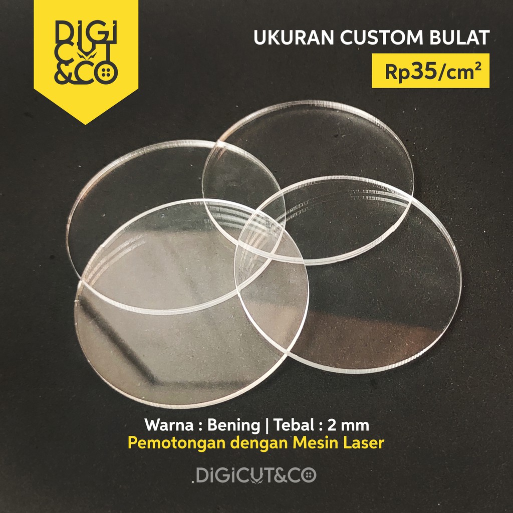 Akrilik Lembaran 2mm BENING Custom Ukuran Bulat - Digicut&amp;Co