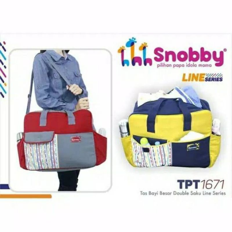 Tas Snobby Besar Line Series Kuning Merah Diaper Bag Traveling