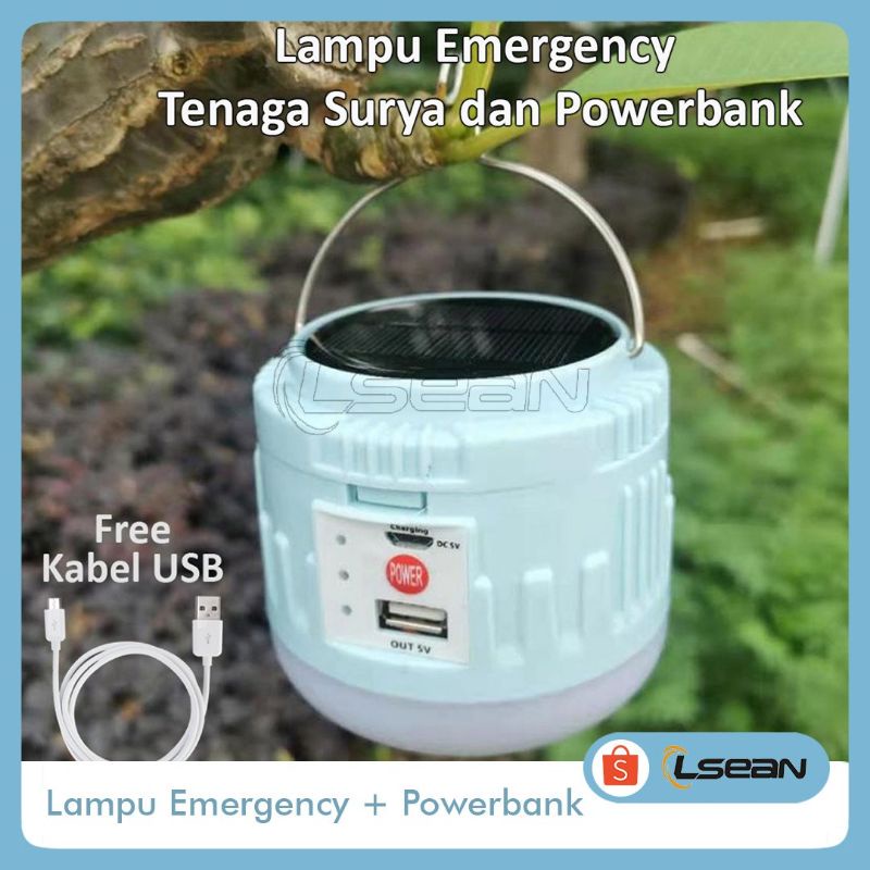 LAMPU EMERGENCY LED TENAGA SURYA /BISA UNTUK POWERBANK LAMPU CAMPING