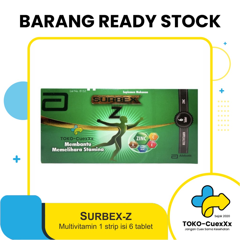 Surbex Z 1 Strip Isi 6 Tablet Original Protect Multivitamin Suplemen Makanan Daya Tahan Tubuh Dewasa Shopee Indonesia