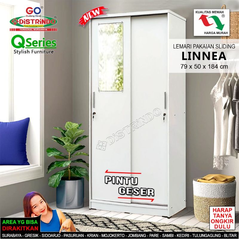 Lemari Sliding / Lemari Pakaian / Lemari 2Pintu Minimalis Cubic Luna SL80