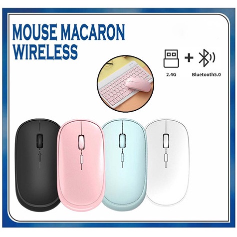 Wireless Optical Mouse Macaron Minimalis Design For PC Komputer Laptop - Putih