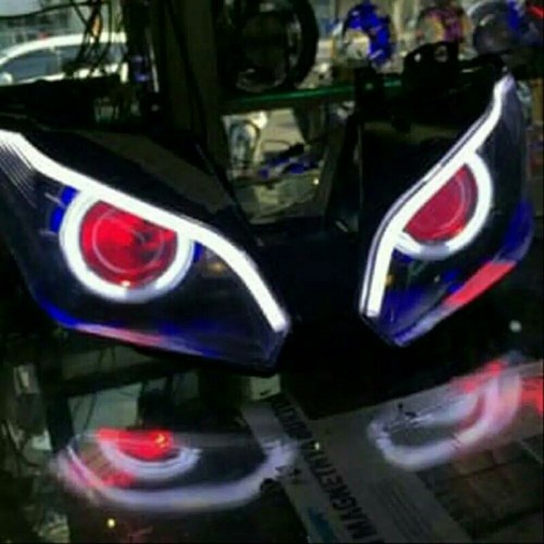 Paket projector projie hid aes r15 alis plus reflektor Lampu depan yamaha r15 v1 v2 - HR Motoshop