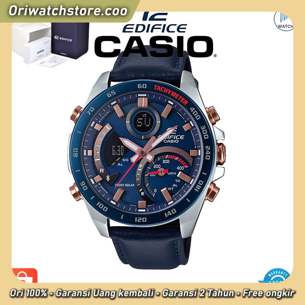 TERLARIS GARANSI JAM TANGAN PRIA CASIO EDIFICE ECB 900 LEATHER