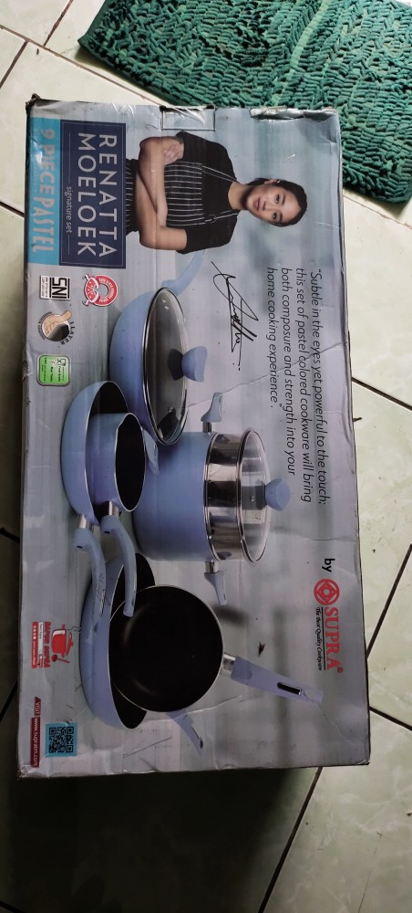 Panci Supra Set 9 Pcs Teflon Sa1290 / Supra Panci Set Teflon Rosemary 9pcs Merah Ungu