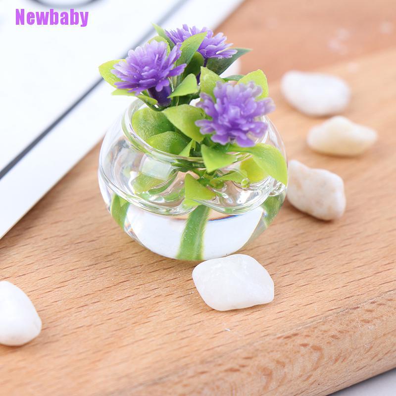 (Newbaby) Miniatur Pot Bunga Hidroponik Skala 1: 12 Untuk Rumah Boneka