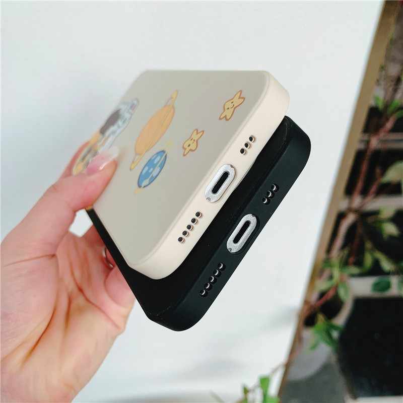 Soft Case Iphone 6 Plus 7 Plus 8 Plus Cartoon Astronaut List Square Edge Casing